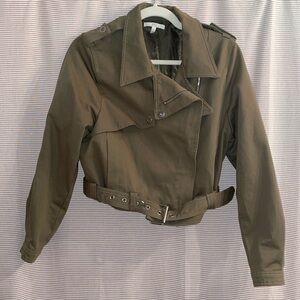 Cropped Green Utility Moto Jacket